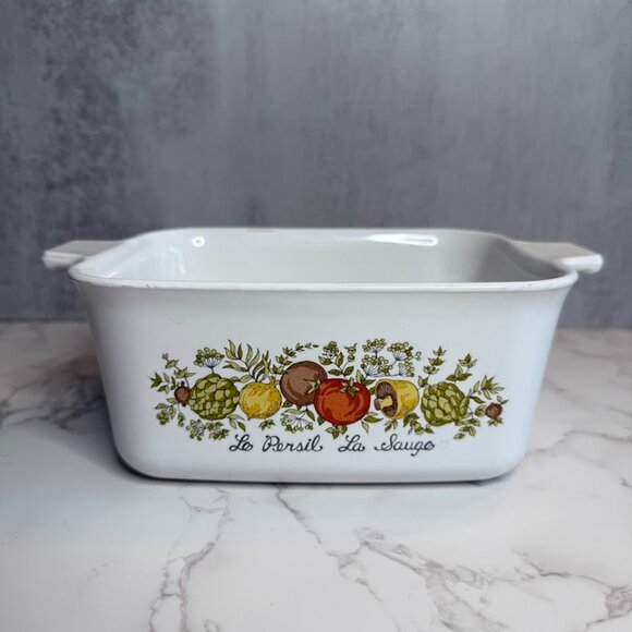 Vintage Corning Ware Spice of Life Le Persil La Sauge Dish 7" x 5.5"x 3" P-4-B - Picture 1 of 5